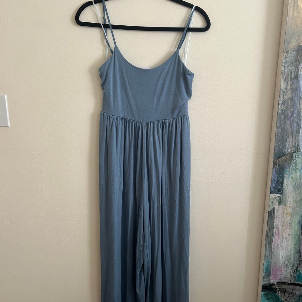 Blue Sleeveless Wide-Leg Jumpsuit